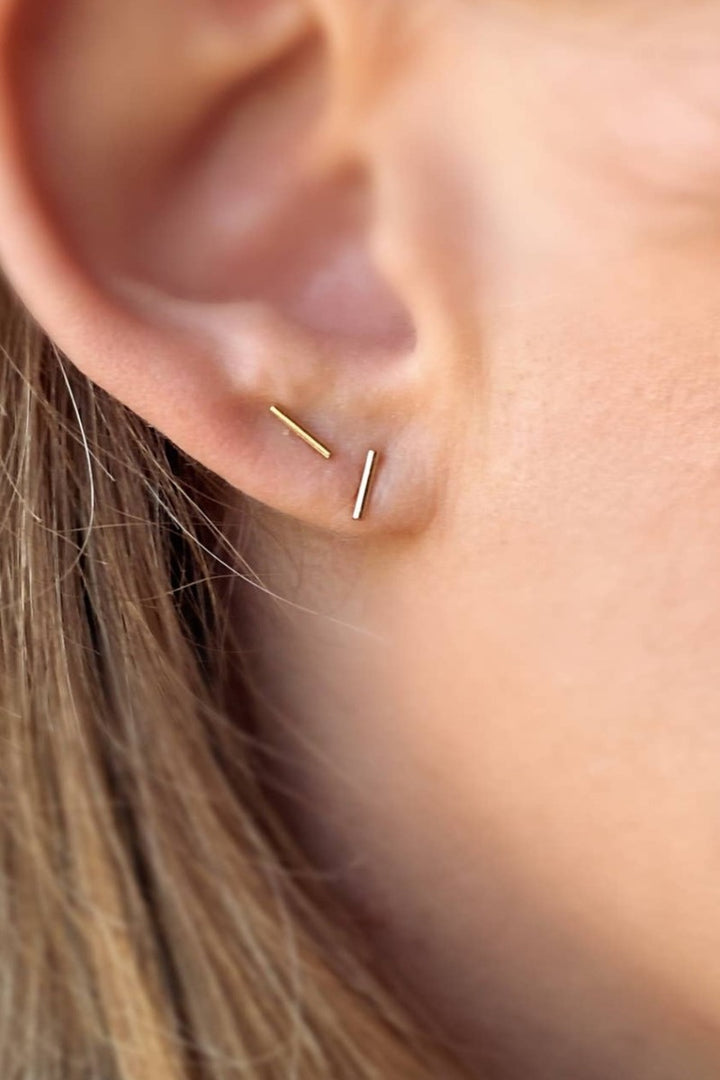 GoldFi - Petite Bar Stud Earrings in 14k Gold Fill