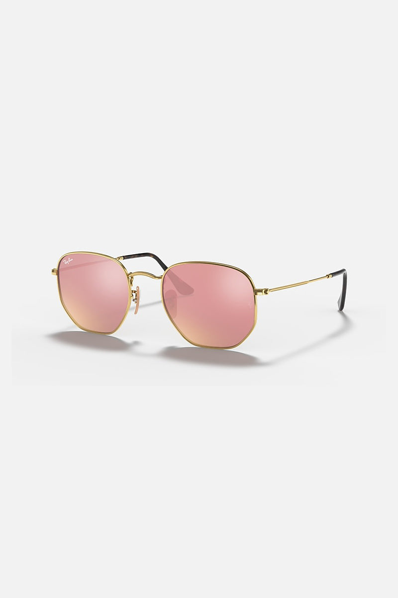 Ray Ban - Hexagonal Flat Lenses in Polished Gold with Bronze  display picture 3