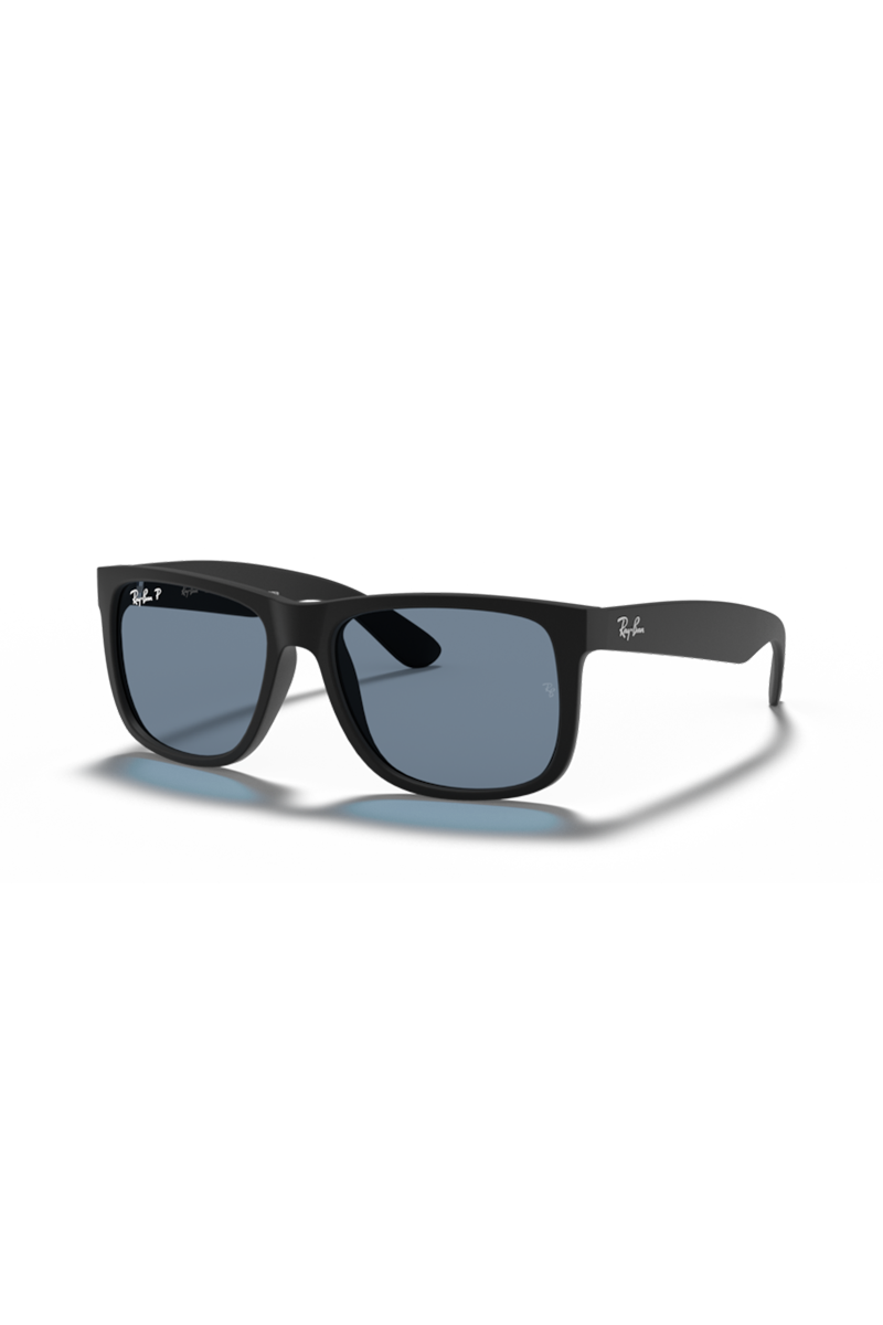 Ray Ban Justin Classic in Rubber Black Frames with Dark Blue