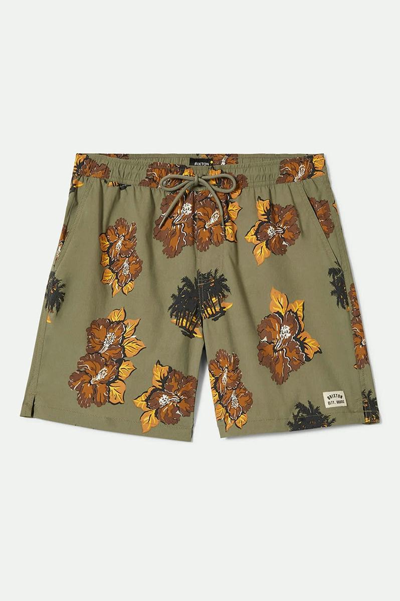 Brixton - Everyday Stretch Hybrid Short 5.5" in Olive Surplus Floral