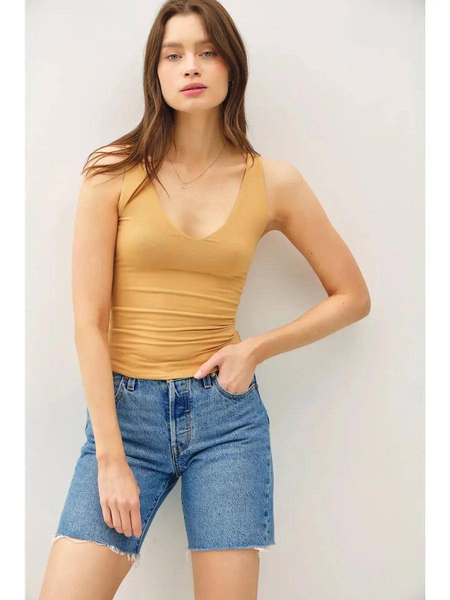 Be Cool - Basic V-Neck Tank in Golden Rod