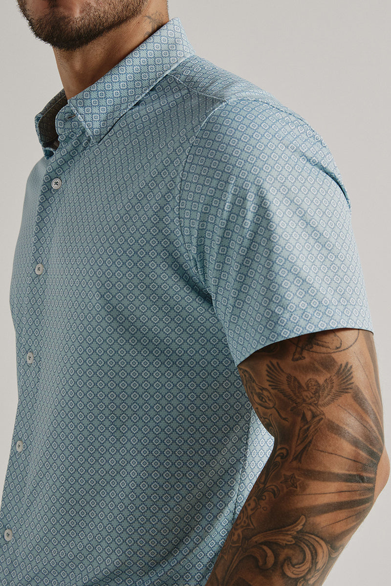 7DIAMONDS - Morris Shorts Sleeve Shirt in Seafoam