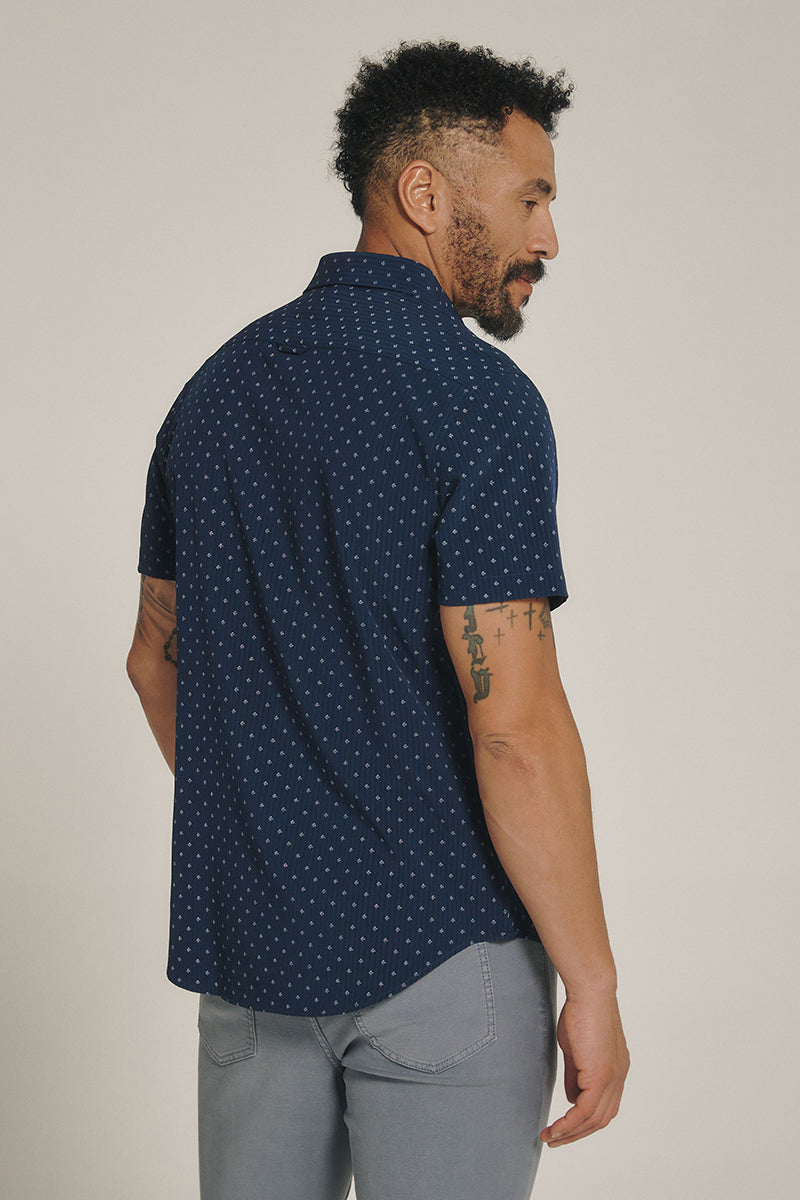 7DIAMONDS - Thiago Short Sleeve Shirt in Navy