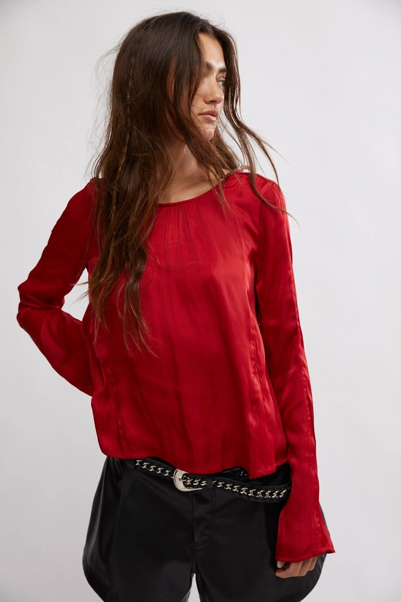 フリーピープル Free People Arabella Blouse レディース シャツ トップス Rubies Free People - Arabella Blouse in Rubies – Blue Ox Boutique