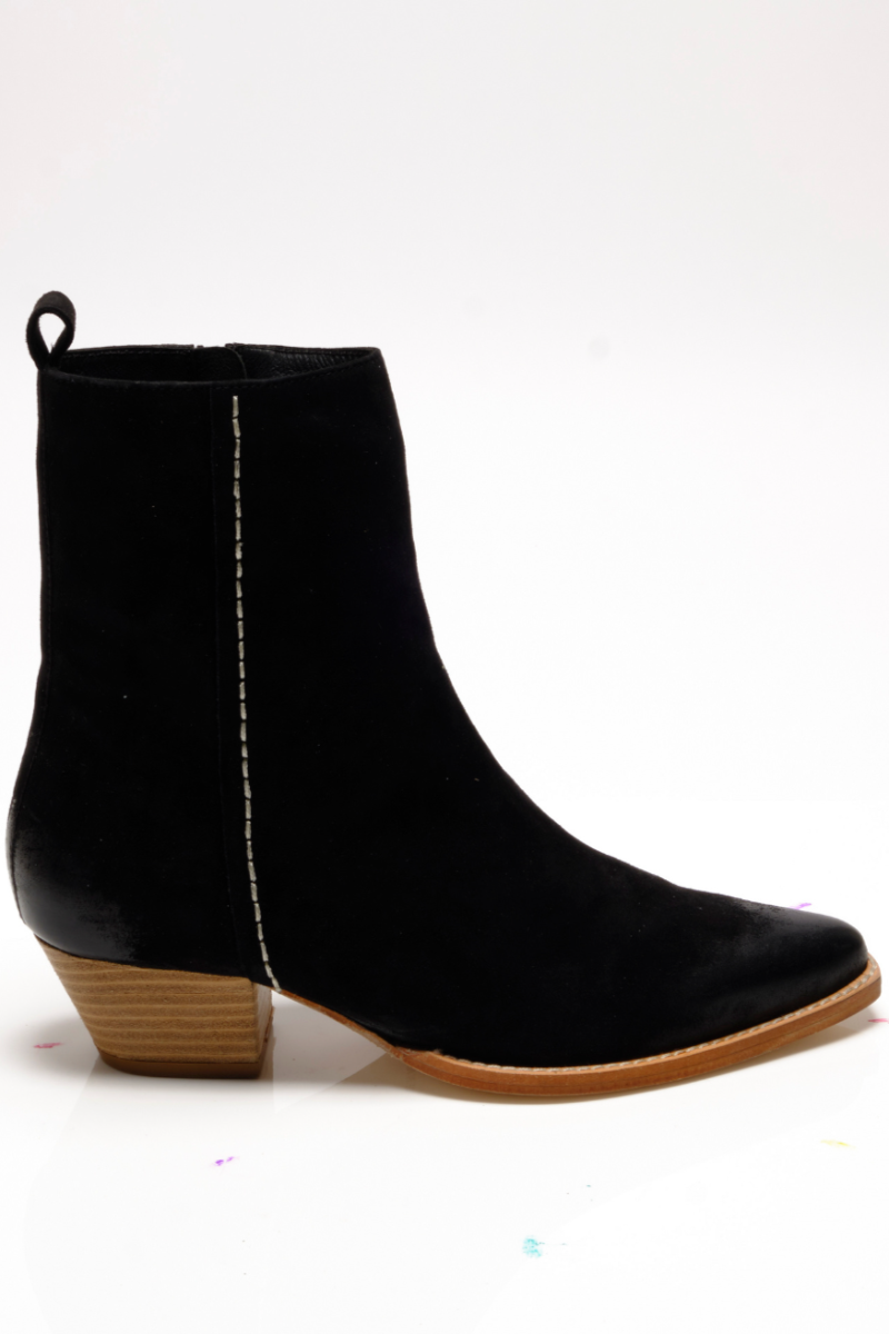 Free People - Bowers Embroidered Boot in Black/Sand Dune