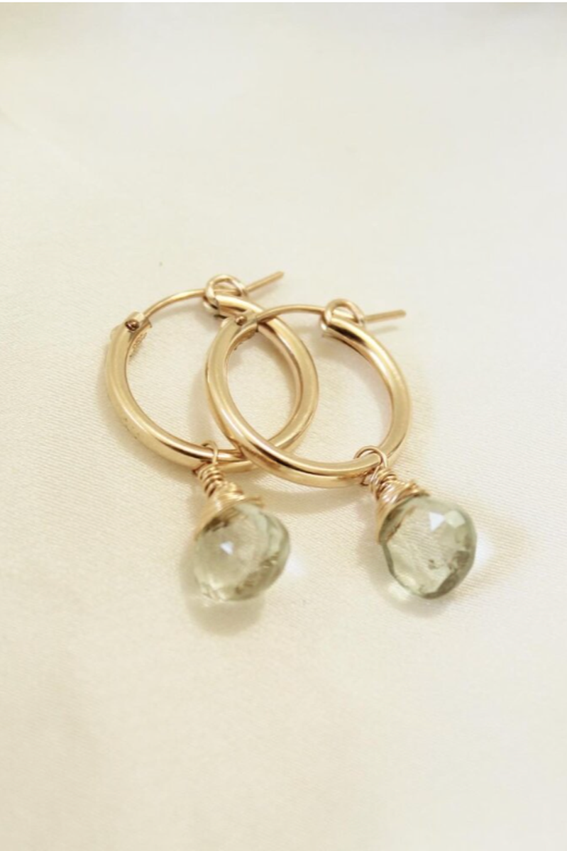Sea to Seed - Wrapped Quartz Pipeline Hoops in 14k Gold Fill