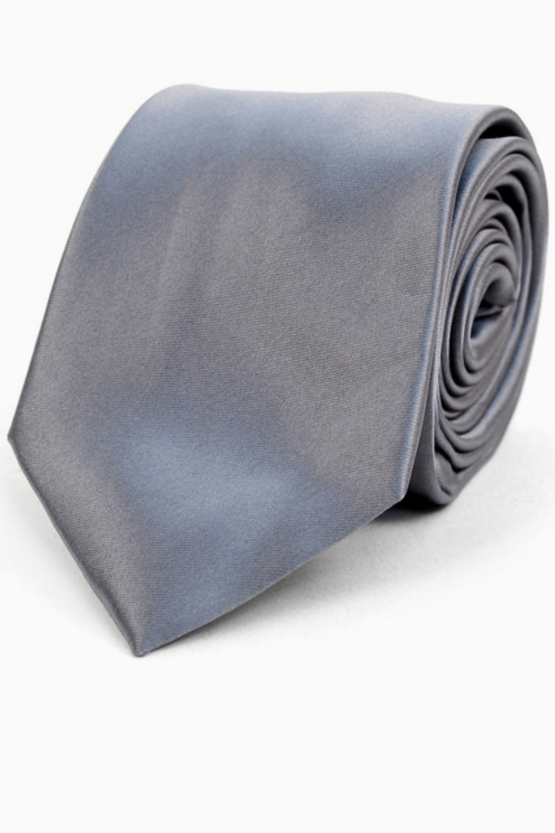 Selini New York - Men's Solid Color Formal Tie in Charcoal