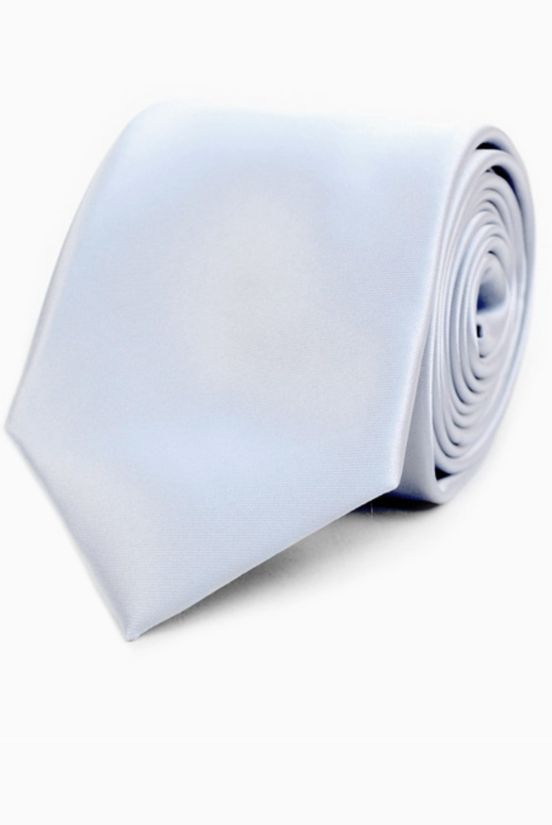 Selini New York - Men's Solid Color Formal Tie in Silver