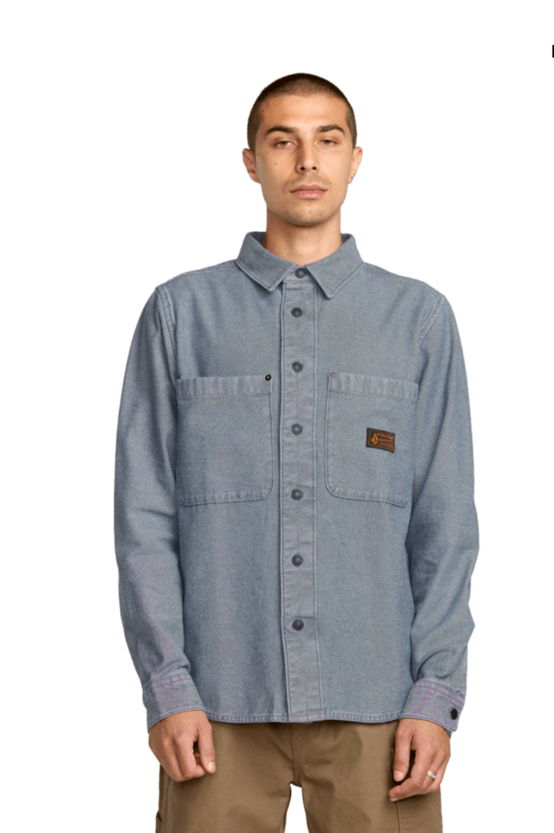 Volcom - Levelstone Long Sleeve Shirt in Blue Wash