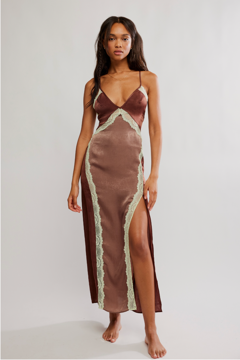 Free People - Some Kind Of Love Maxi Slip in Mink Combo – Blue Ox