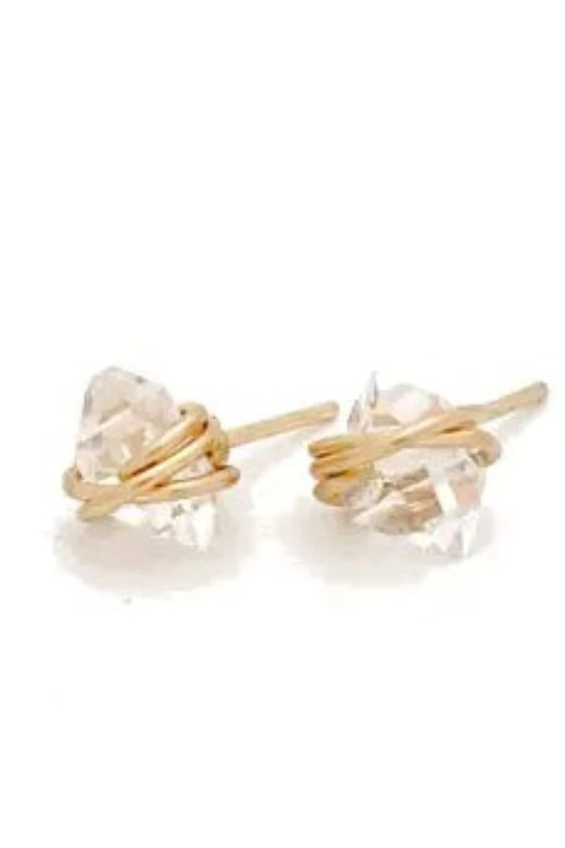 Barberry and Lace - Herkimer Diamond Stud Earrings in 14k Gold Fill