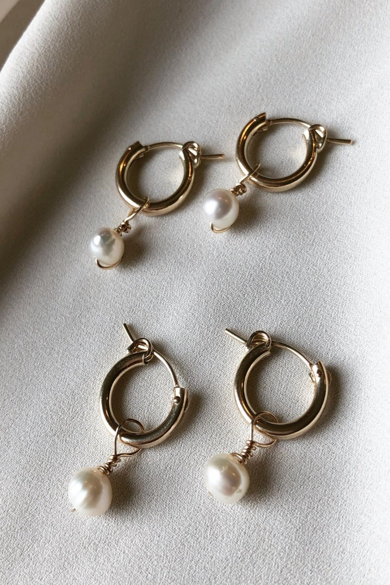 In Situ Jewelry - Sol Hoops With Pearl in 14K Gold
