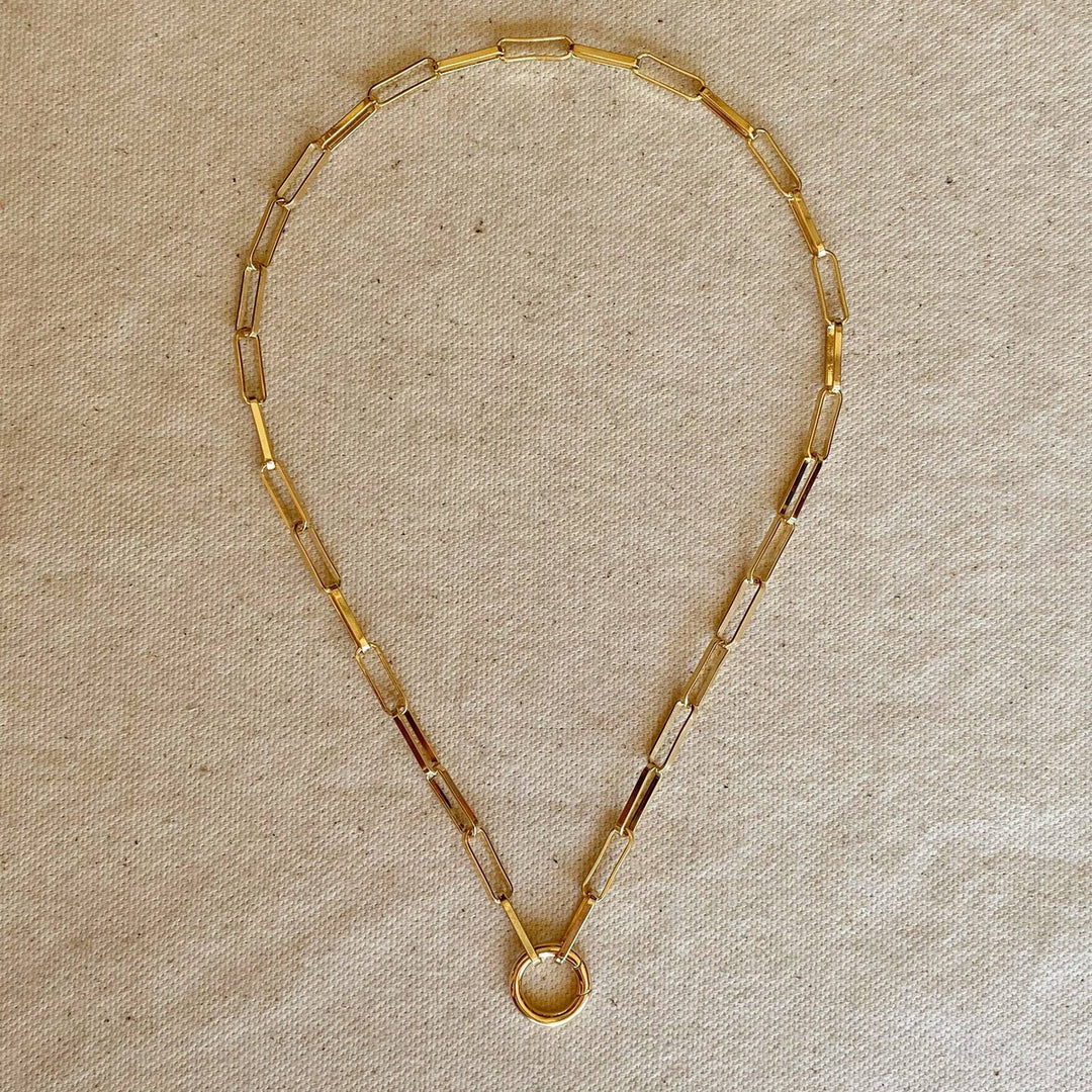 GoldFi - 18k Gold Filled Paperclip Chain Necklace Featuring Carabine