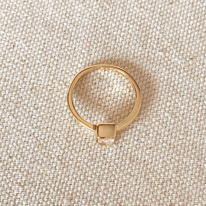 GoldFi - Dainty 18k Gold Filled Square Solitaire Ring: 5.5
