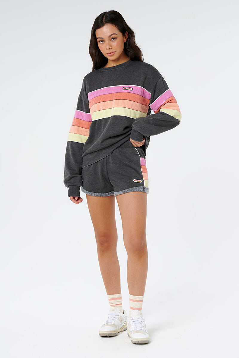 Rip Rurl - Surf Revival Fleece Short in Washed Black