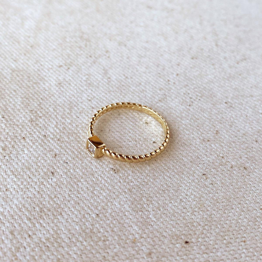 GoldFi - 18k Gold Filled Twisted Solitaire Band With Cubic Zirconia S: 5