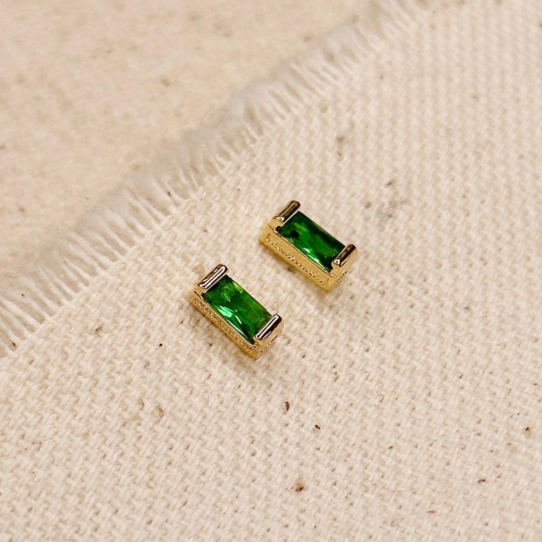 GoldFi - 18k Gold Filled Baguette Birthstone Stud Earrings