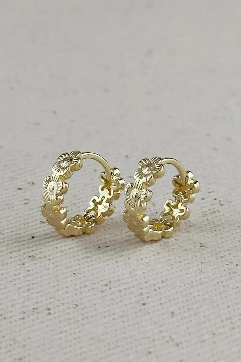 GoldFi - Flower Huggies Hoop Earrings in 18k Gold Filled