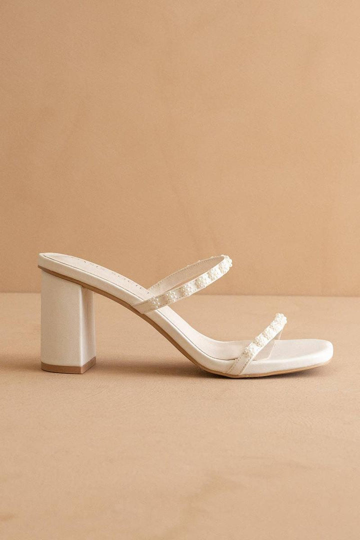 Oasis Society - The Phoebe Beaded Strap Heel in White