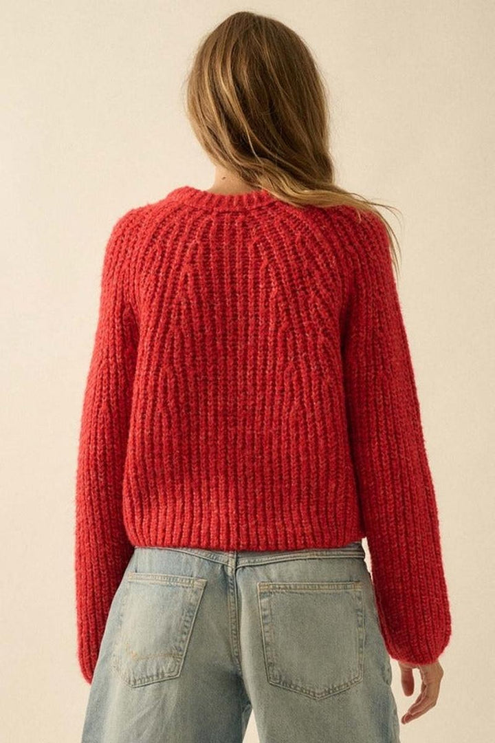 Promesa USA - Confetti Button-Front Cardigan Sweater in Red Orange