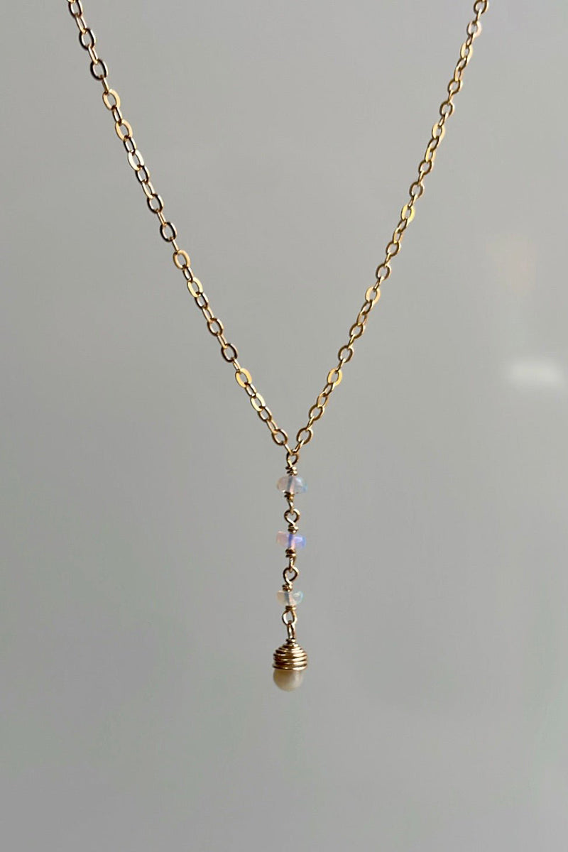 Tree Myriah - Fiery Opal Dawn Lariat in Gold