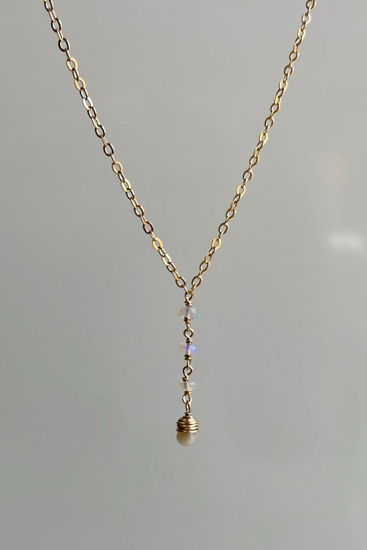 Tree Myriah - Fiery Opal Dawn Lariat in Gold