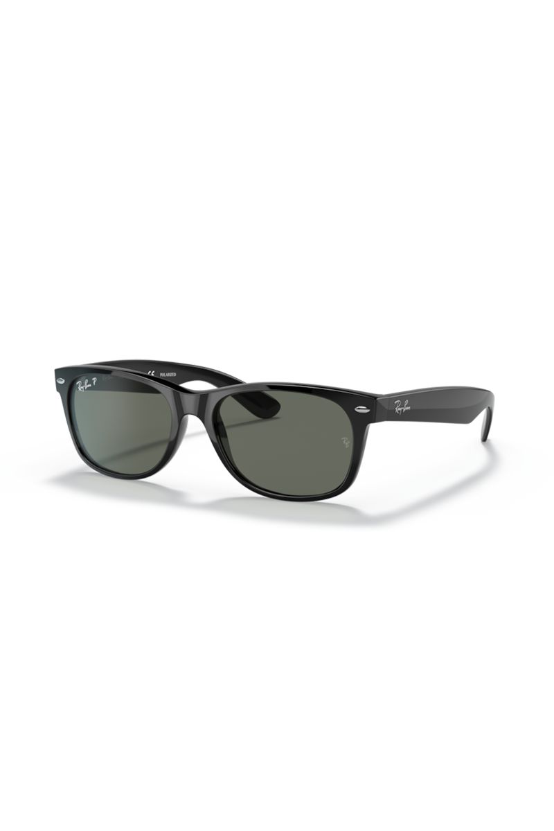 Ray Ban - New Wayfarer Classic in Black with Green Externally Treated Polarized Lenses - 0RB2132901/5855