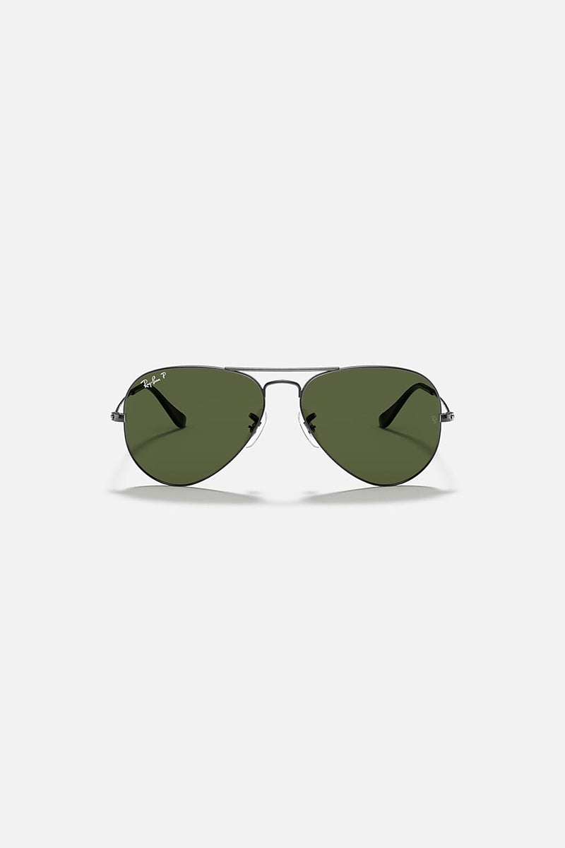 Ray Ban - Aviator Classic in Polished Gunmetal Frames with Green Classic G-15 Lenses - 0RB3025004/5858