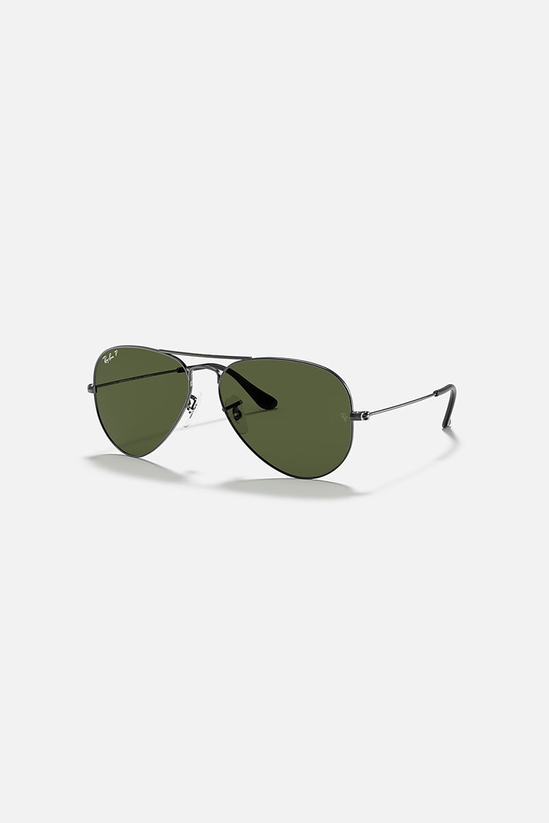 Ray Ban - Aviator Classic in Polished Gunmetal Frames with Green Classic G-15 Lenses - 0RB3025004/5858
