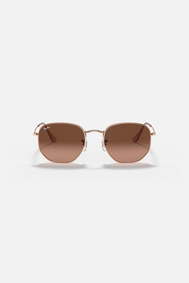 Ray Ban - Hexagonal Flat Lenses in Polished Copper Frames with Pink Brown Gradient Lenses RB3548N9069A5