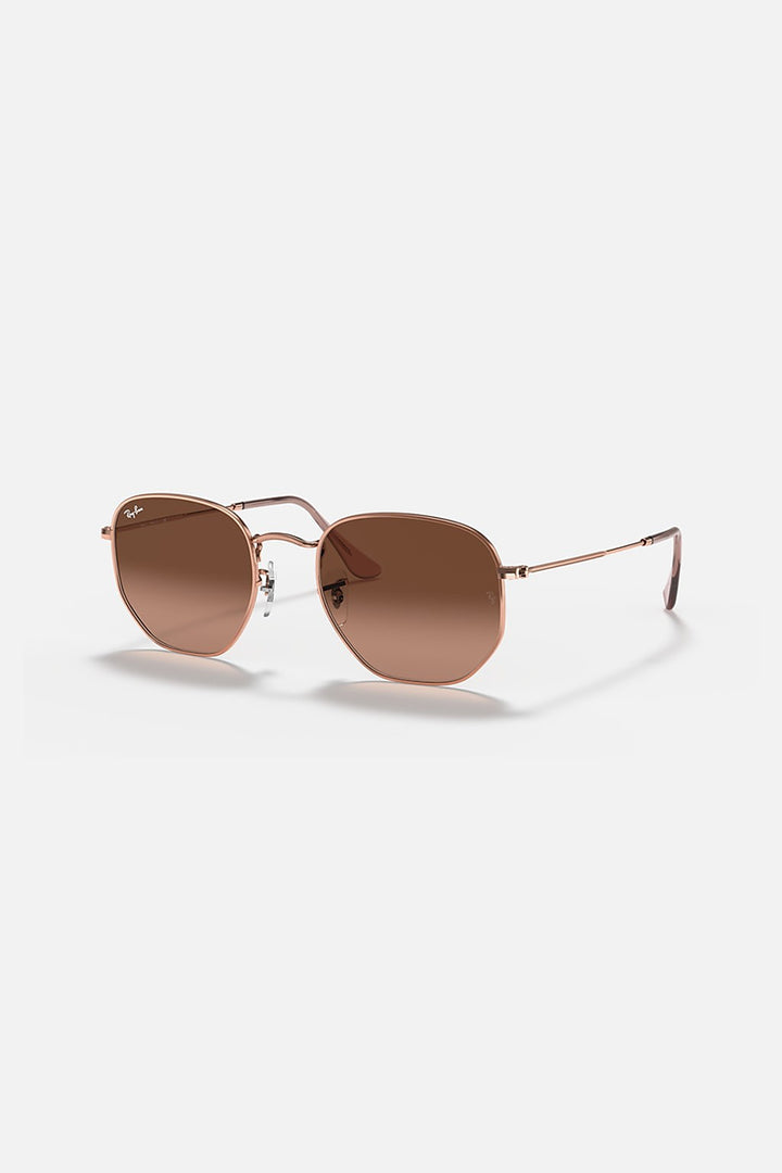 Ray Ban - Hexagonal Flat Lenses in Polished Copper with Pink Gradient Brown Lenses - 0RB3548N9069A551