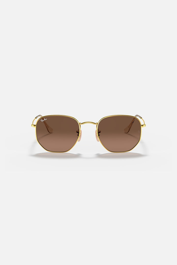 Ray Ban - Hexagonal Arista Polished Gold with Brown Gradient Grey Lenses RB3548N