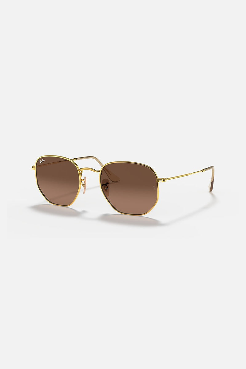 Ray Ban - Hexagonal Arista Polished Gold with Brown Gradient Grey Lenses RB3548N