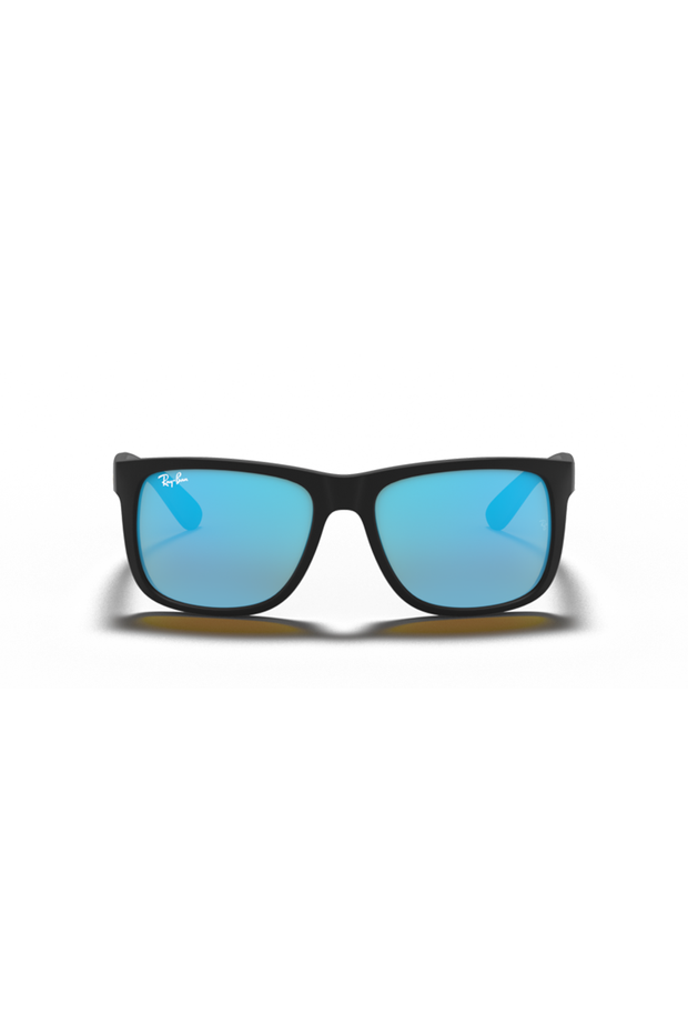 Ray Ban - Justin Classic in Black with Blue Mirror External Treated Lenses - 0RB4165622/5555
