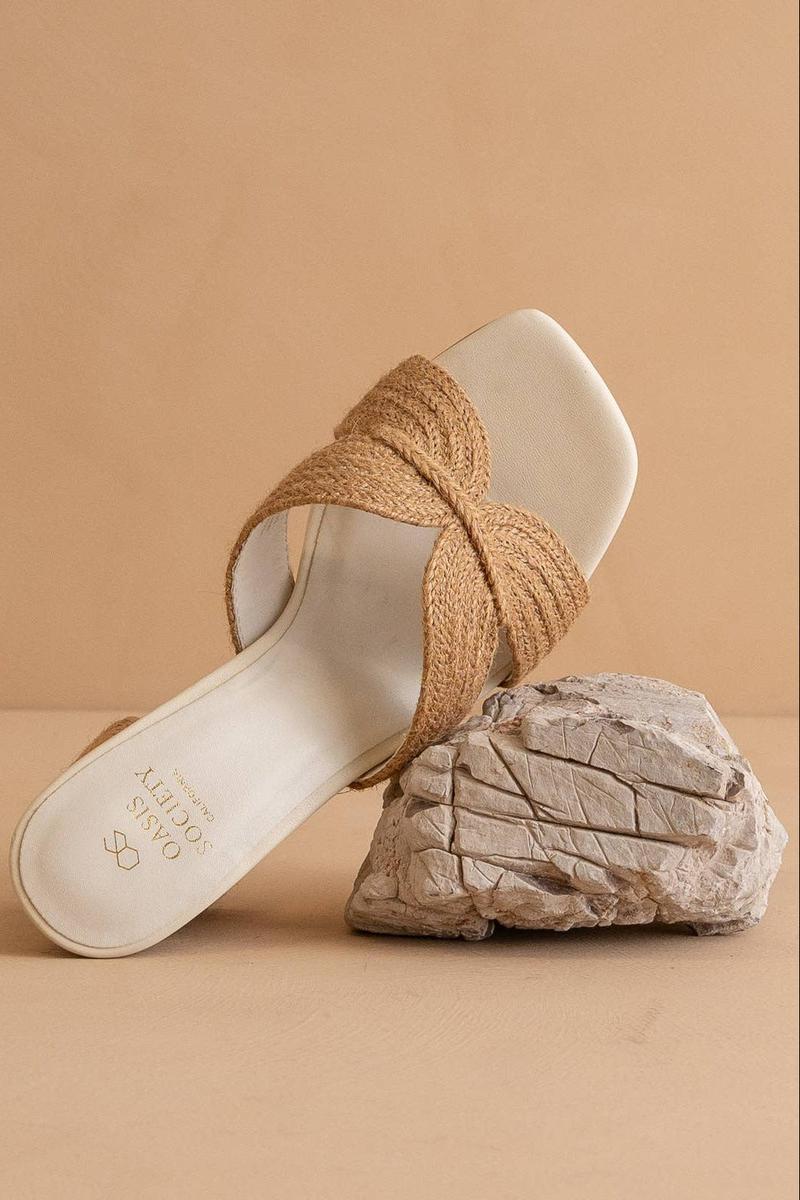 Oasis Society - The Santiag Raffia Summer Heel in Toffee