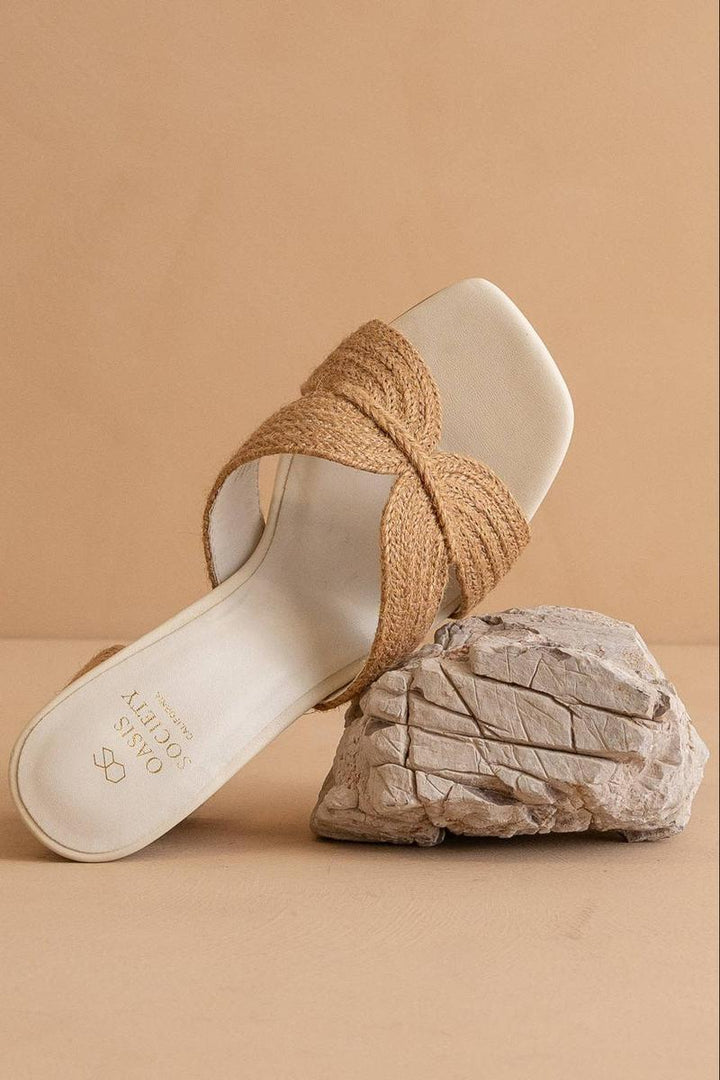 Oasis Society - The Santiag Raffia Summer Heel in Toffee