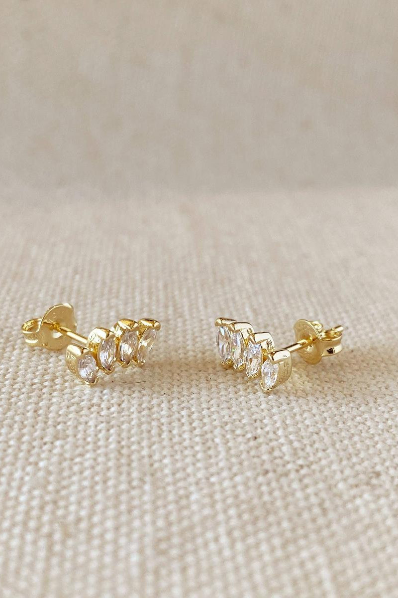 GoldFi - 18k Gold Filled Slightly Curved Cubic Zirconia Stud Earrings