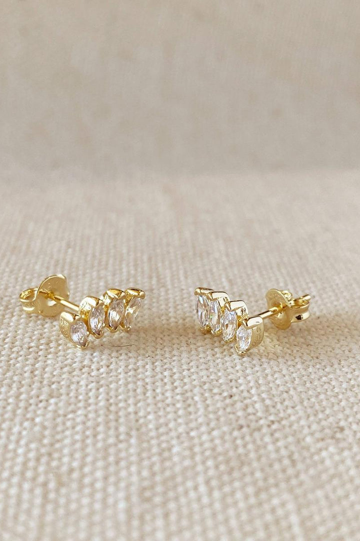 GoldFi - 18k Gold Filled Slightly Curved Cubic Zirconia Stud Earrings
