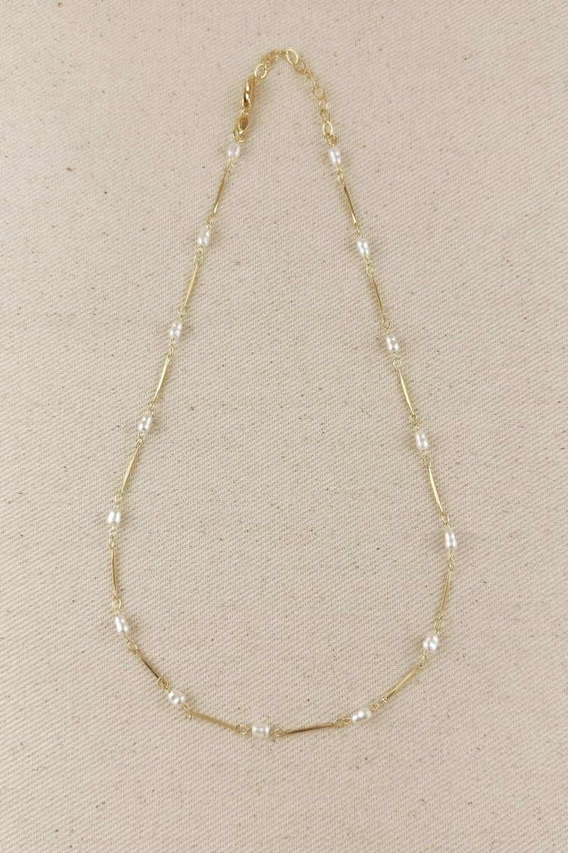 GoldFi - 18K Gold Filled Pearl Bead & Straw Necklace
