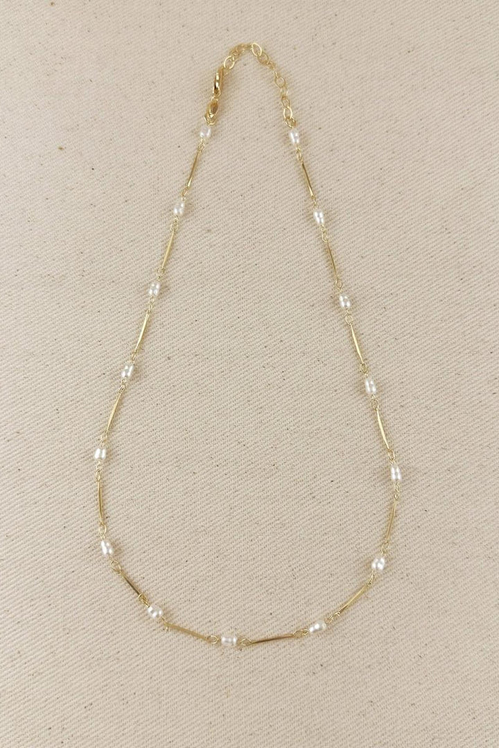 GoldFi - 18K Gold Filled Pearl Bead & Straw Necklace