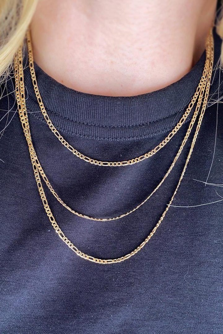 Goldfi - 18k Gold Filled 2.5mm Flat Figaro Chain