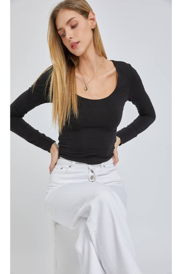 Be Cool - Basic Long Sleeve Top in Black