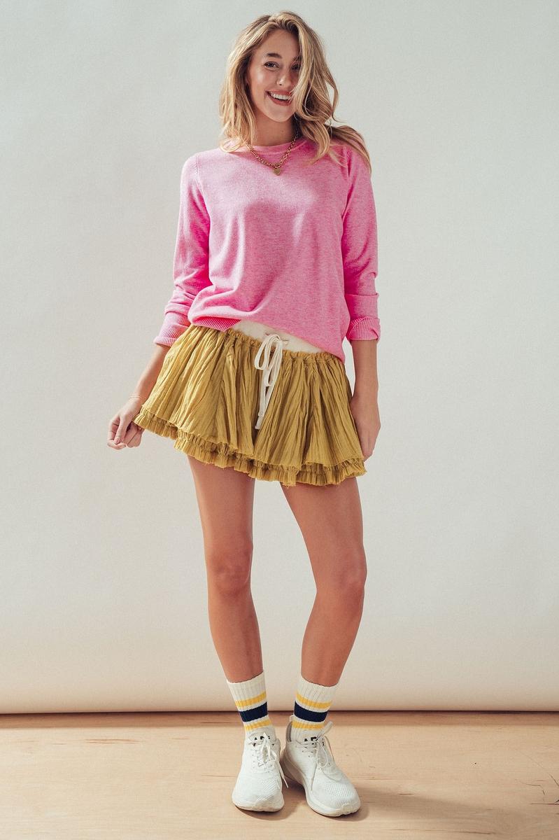 Urban Daizy - Soft Blend Crewneck Knit Pullover in Pink