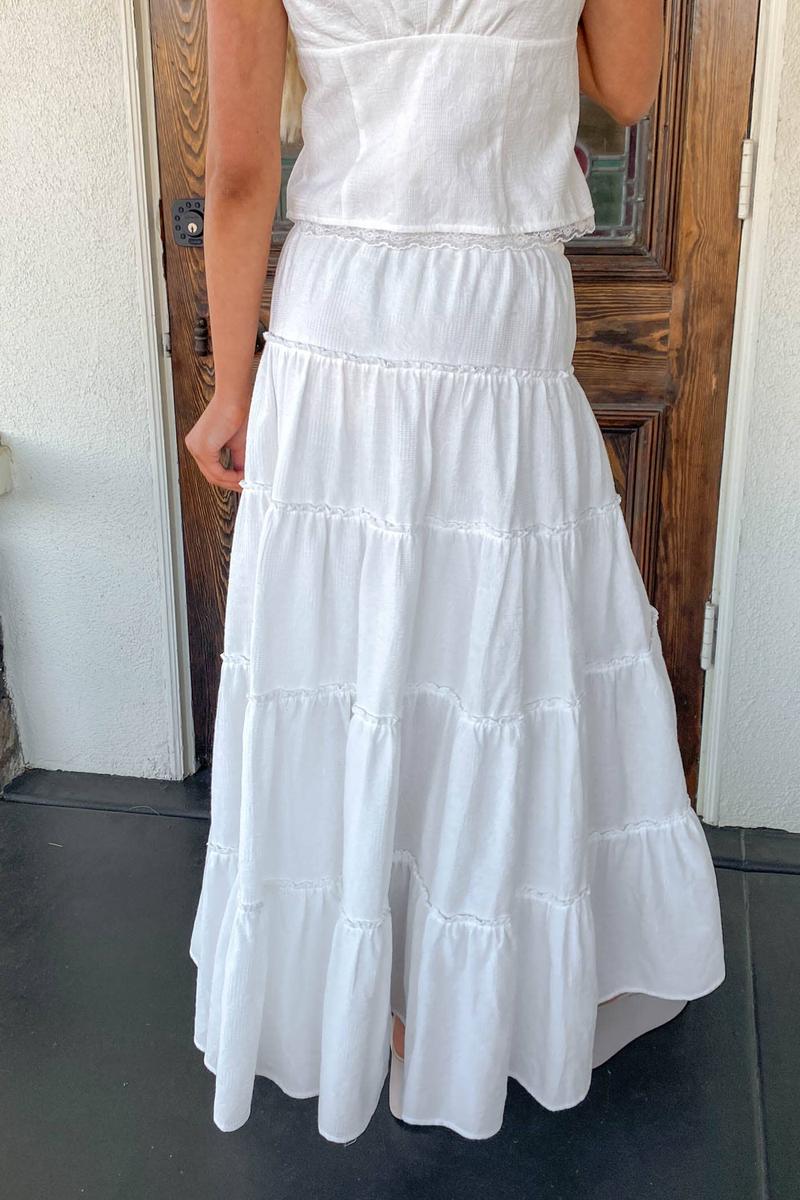 Nectar Clothing - Tiered Maxi Skirt in White