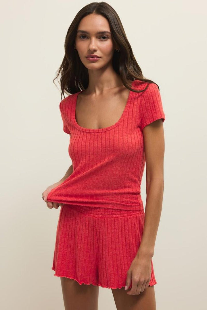 Z Supply - Flower Market Rib Tee in Crimson Crush