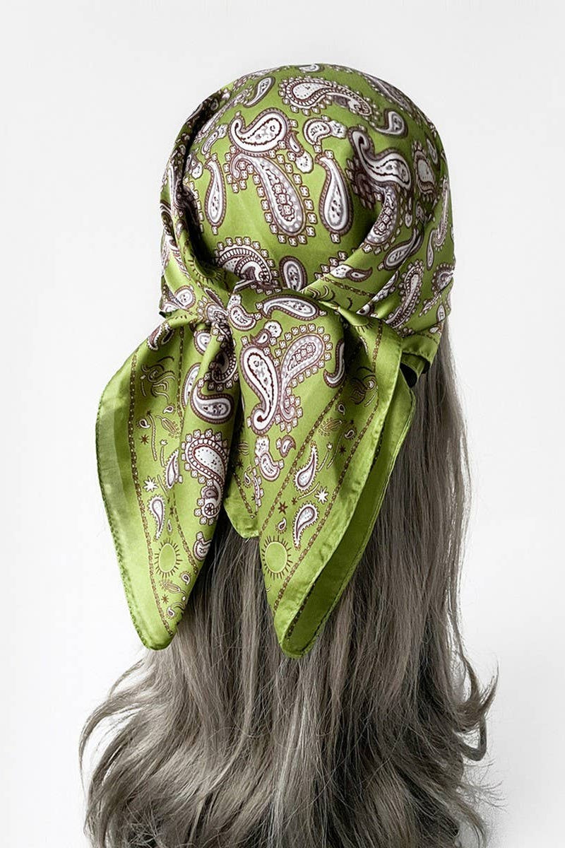 ACCITY - Paisley Satin Square Scarf – 70cm
