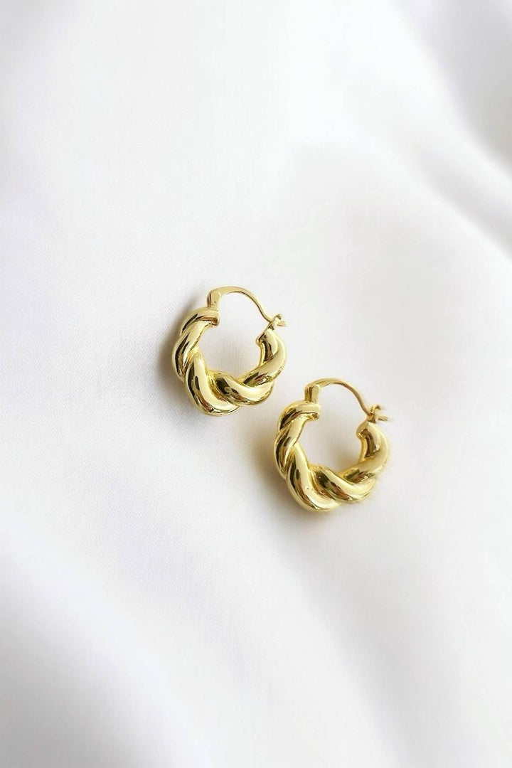 True By Kristy Jewelry Hannah Croissant Twist Hoops Earrings Gold Filled