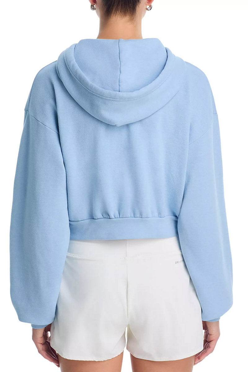 AVIATOR NATION - 5 Stripe Cropped Zip Hoodie Relaxed in Ice/Ice