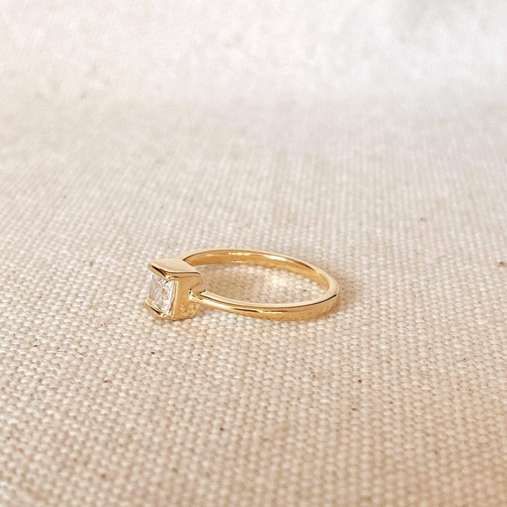 GoldFi - Dainty 18k Gold Filled Square Solitaire Ring: 5.5