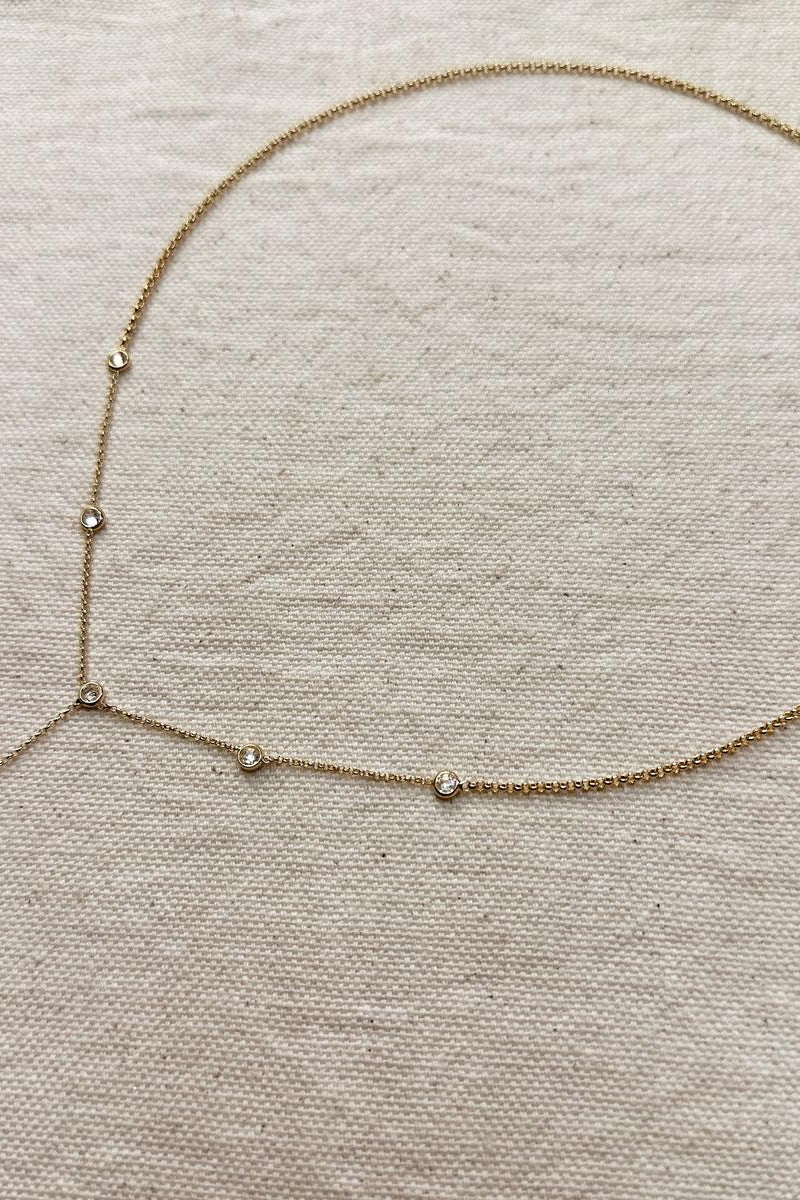 GoldFi - 18k Gold Filled Lariat Necklace With Bezel CZ